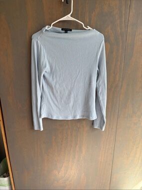 Banana Republic Light Blue Ribbed Long-Sleeve Top
